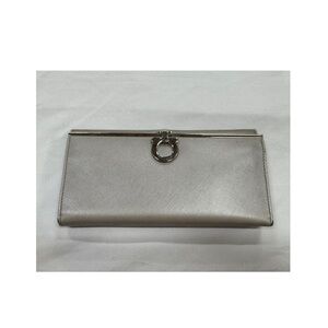 Salvatore Ferragamo Silver Gancini Saffiano Leather Wallet  EUC